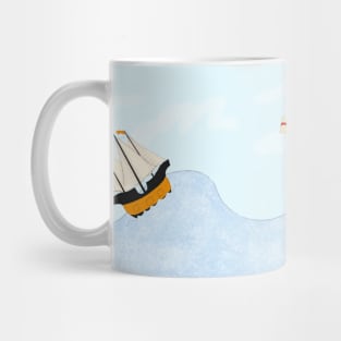 Ships Sailing On the Rolling Sea Mug